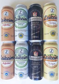 8 German craft beer cans - 2x Kellerbier 2x Schwarze 2x Pils 2x Weizen